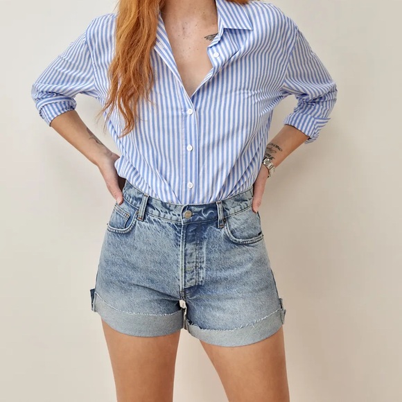 Reformation Pants - NWT Reformation Charlie Cuffed High Rise Jean Shorts